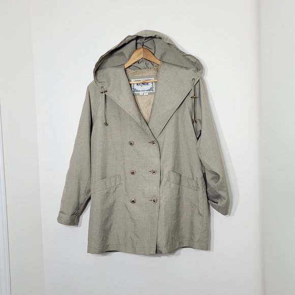 Nuage Jackets & Blazers - Nouveau Hooded Double-Breasted Trench Coat in Light Taupe